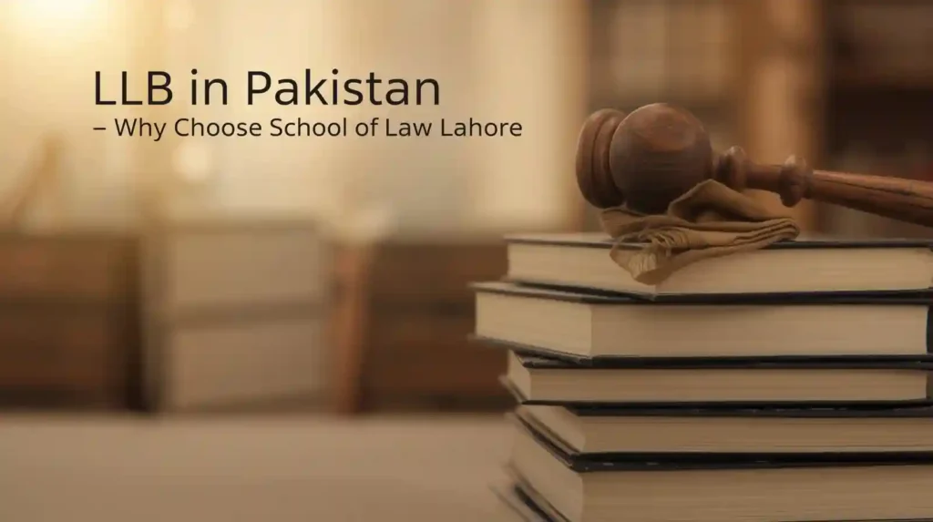 Students at School of Law Lahore discussing coursework, highlighting LLB in Pakistan – Why Choose School of Law Lahore.