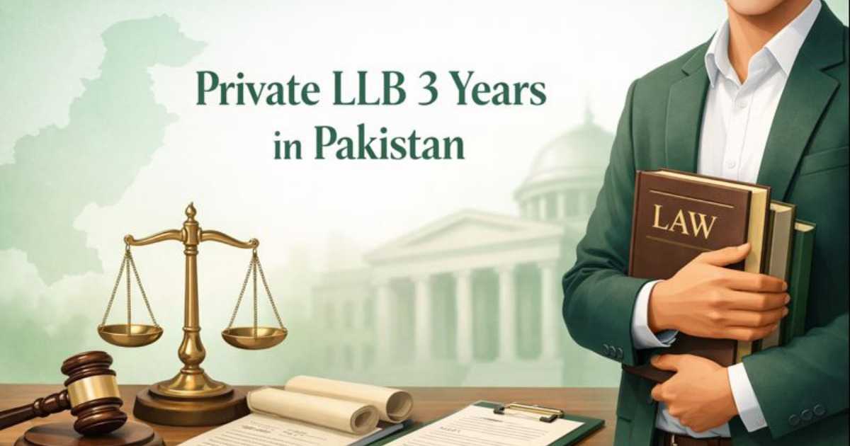 Law students studying casebooks in a private institute offering Private LLB 3 Years in Pakistan.