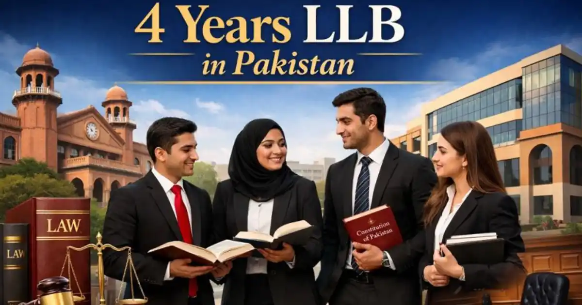 Law students attending lectures and studying casebooks for 4 Years LLB in Pakistan.